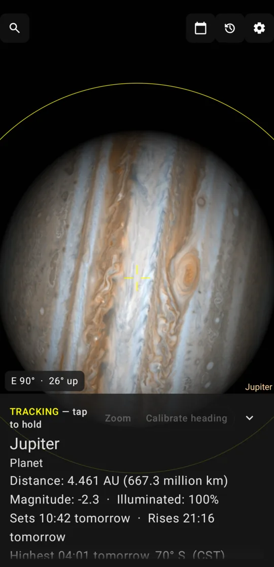 Jupiter at deep zoom, its Great Red Spot and cloud bands